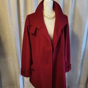 Kristen Blake Women Double Breasted Peacoat Jacket, Size XL, Color Red